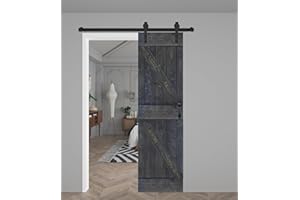 WEST PALM K Series 30in x 84in Carbon Gray Finished Solid Wood Barn Door with Hardware Track - Assembly Needed
