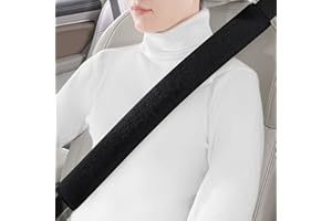 LACDL Extra Long Seatbelt Cover Super Soft Furry for Adults Kids Women & Men, Thick Plush Full Car Seat Belt Strap Cushion, Fluffy Shoulder Pad Protector, Auto Interior Accessories, 1pc, Black, 25.5in