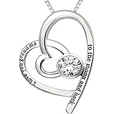 ALOV Jewelry Sterling Silver "I love you grandma to the moon and back" Love Heart Cubic Zirconia Pendant Necklace