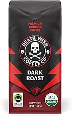 Death Wish Coffee, Organic and Fair Trade Dark Roast Ground Coffee, 16 oz