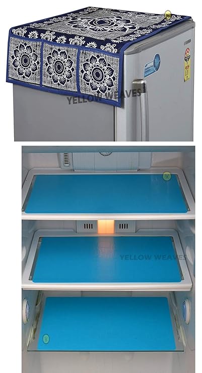 Yellow Weaves Exclusive Decorative Fridge Top Cover + 3 Fridge Mat Combo
