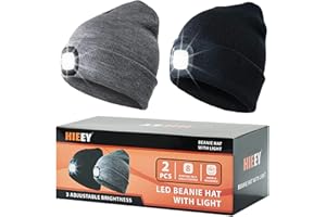HIEEY 2 Pieces Unisex LED Beanie Hat with Light,USB Rechargeable Headlamp Cap, Winter Knitted Night Lighted Hat Flashlight, Women Men Gifts for Dad Him Husband,Gifts for Elderly Men