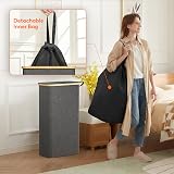 Lifewit 65L Slim Laundry Basket with Lid Dark Grey with Removable Bag view 4