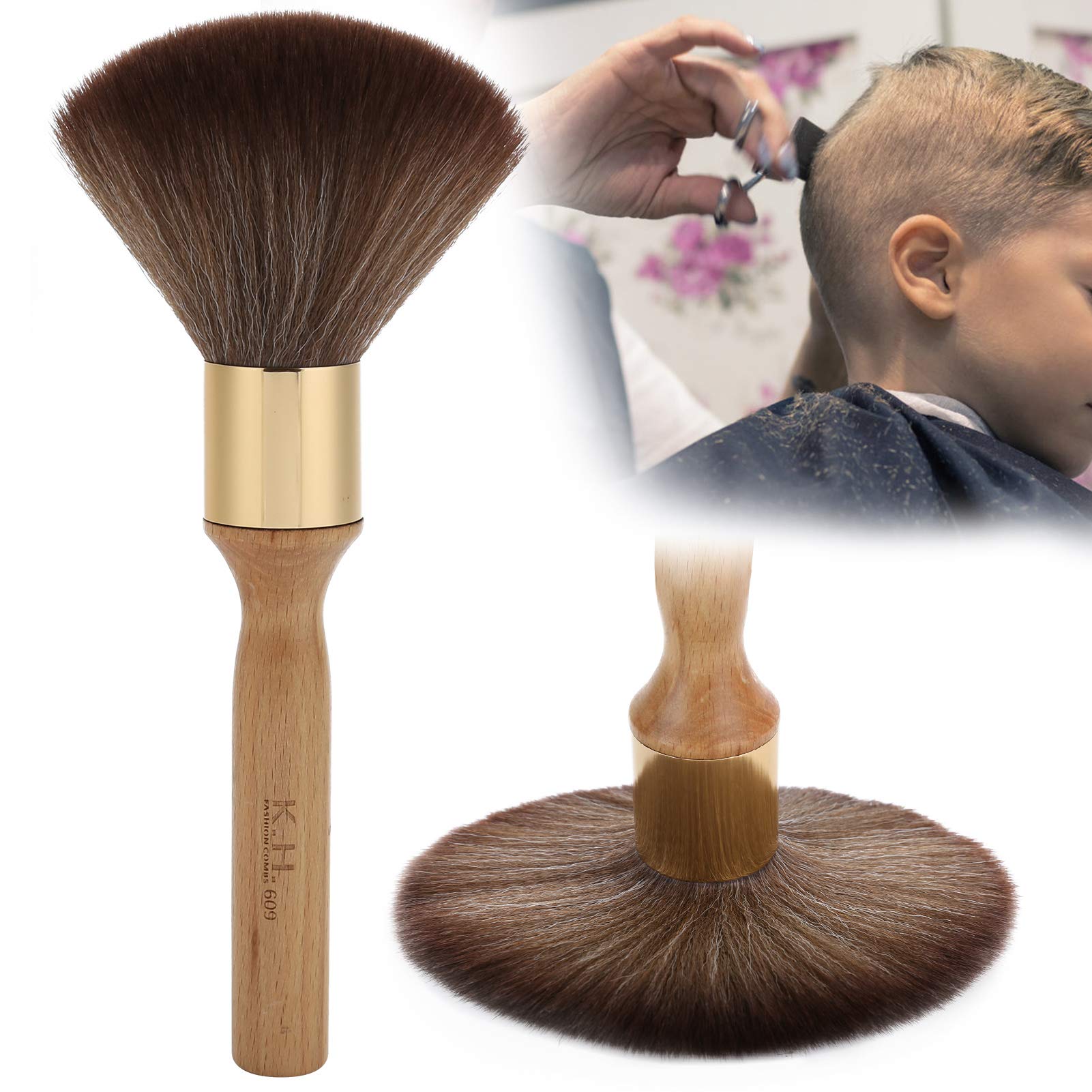 Neck Duster Brush for Hairdressers Barbers Soft Hair Sweep Styling Tool Professional Salon Cutting Cleaning Removal Wood Color