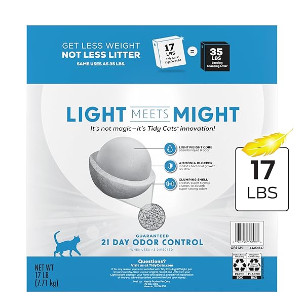 PURINA TIDY CATS LIGHTWEIGHT INSTANT ACTION, ODOR CONTROL, MULTI-CAT, CLUMPING, 99.9 PERCENT DUST FREE CAT LITTER – 17 LB. BOX