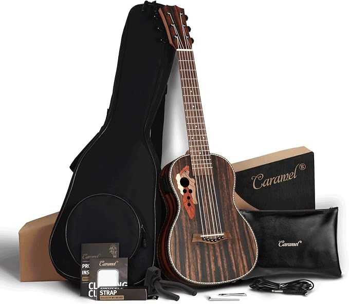 Caramel 6 Strings CB904G Ebony Acoustic Electric Ukulele Guitalele with