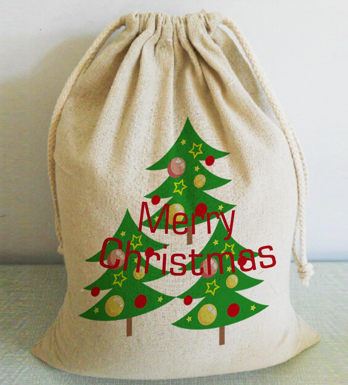 wendana Merry Christmas Tree Christmas Sacks Extra Large Burlap Carry Presents 50 x 75 cm
