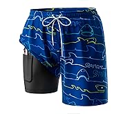Angel season Boys Swim Trunks with Compression Liner Boxer Brief Teens Swimsuit Youth UPF 50+ Board Short Size 7-14Years