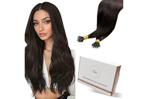 Hetto Nano Hair Extensions Real Human Hair Dark Brown 22 Inch Nano Rings Straight Hair for Women Remy Thick Silky Shiny Premi