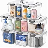 Elsjoy 8 Pack 5.5 Quart Plastic Storage Bins with Lid and Handle, Clear Latch Storage Box Stackable Organizing Bins, Lidded Storage Container for Home, Office
