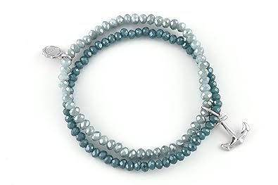 Lizas Armband Schmuckarmband blau mit Anker Anhänger zweireihig