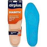 Airplus Diabetic Insoles for Sensitive Feet, Plastazote® Top Cover, Foam Cushioning, Trim to Fit, Slim Profile, Gentle Arch Support, Fits Casual, Athletic & Dress Shoes, Men's 7-13