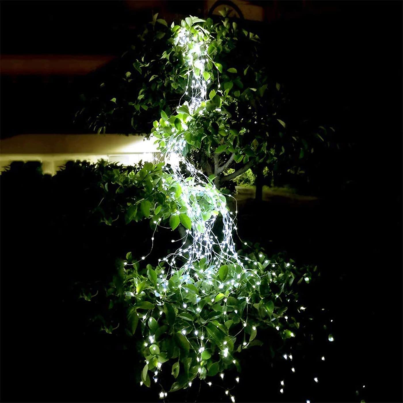 Solar Branch Fairy Lights,KINGCOO Waterproof Waterfall Tree Vines Lights 10 Strands 200led Solar Copper Wire Decorative String Lights 8 Modes for Home Garden Party Wedding Christmas Decoration(White)