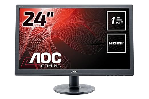 AOC E2460SH 60,96 cm (24 Zoll) Monitor (VGA, DVI, HDMI, 1920 x 1080, 60 Hz, 1ms Reaktionszeit) schwarz