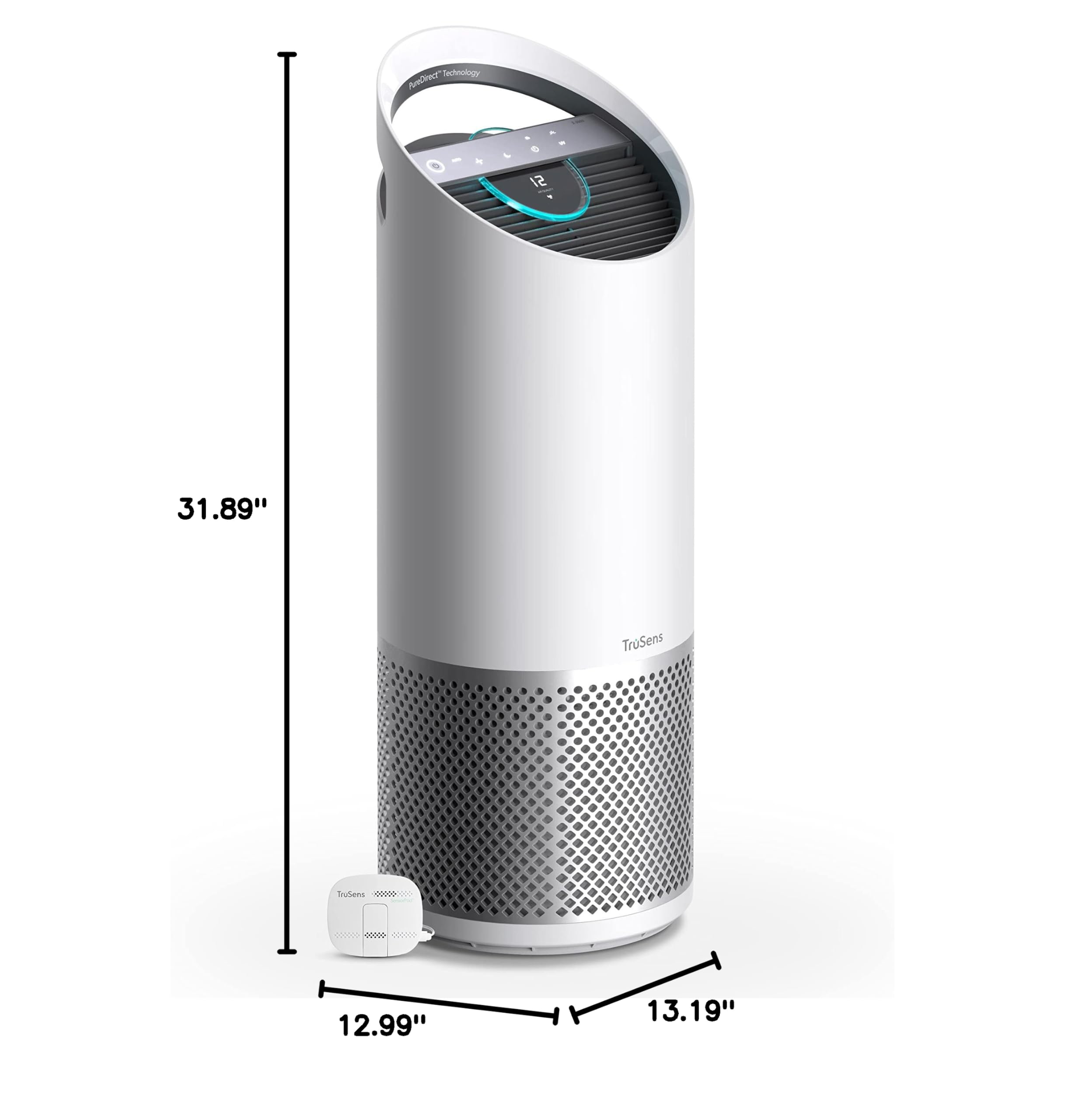 TruSens Air Purifier with UV-C Light + True HEPA Filtration | Large | SensorPod™ Air Quality Monitor | Auto, Sleep, & Turbo Mode | Touch Control | Portable Handle