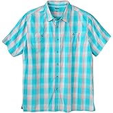 KingSize Men's Big & Tall Plaid Wrinkle-Resistant Short Sleeve Button Down