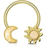 Melighting 16G Septum Rings Moon Daith Piercing Jewelry Star Septum Jewelry 316L Surgical Steel Nose Rings Hoop Helix Earrings Cartilage Jewelry for Women