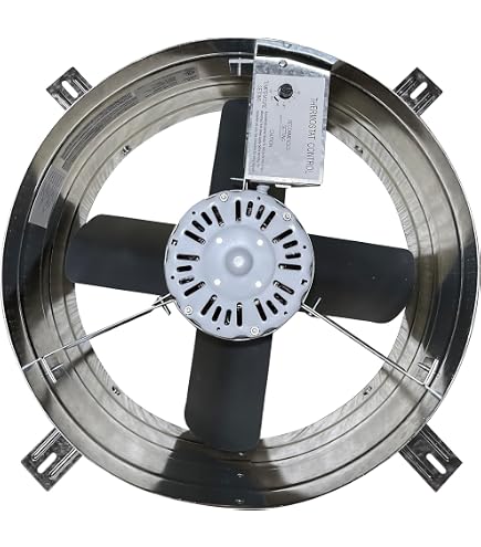 Criditpid 15-Inch Gable Mount Attic Fan – 1300 CFM, 1075 RPM, Adjustable Thermostat 50-120°F, Covers 1850 Sq.Ft, Red