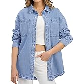 HISEA Denim Shirt Women, Jean Shirts for Women, Oversized Denim Shirt for Women, Jean Shacket with Long Sleeves for Winter