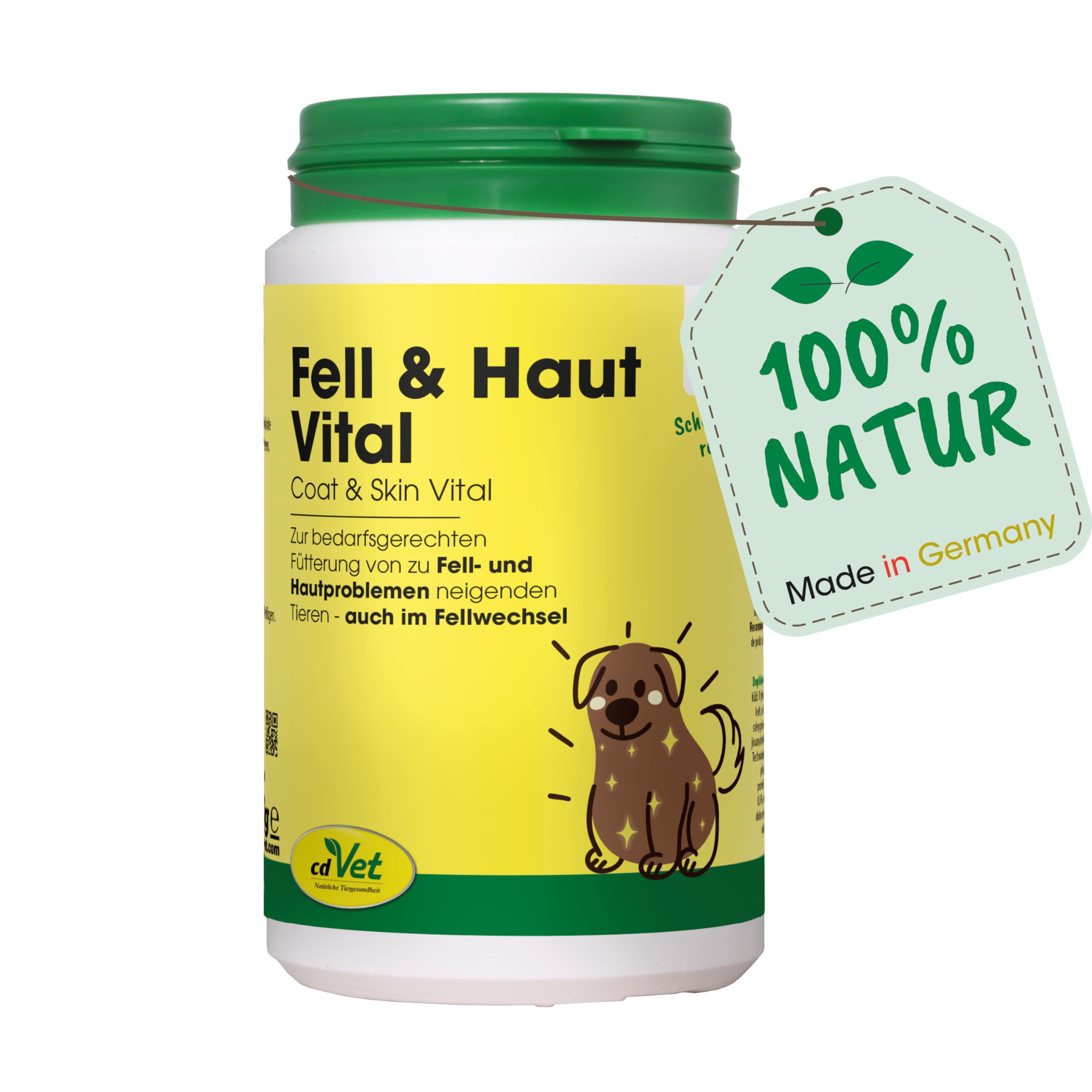 cdVet Naturprodukte Fell & Haut Vital Hund & Katze 150 g - Dog, cat - Complementary feed - coat + skin problems - coat change - organism support - hair rupture - dandruff - hair loss - โ image 1