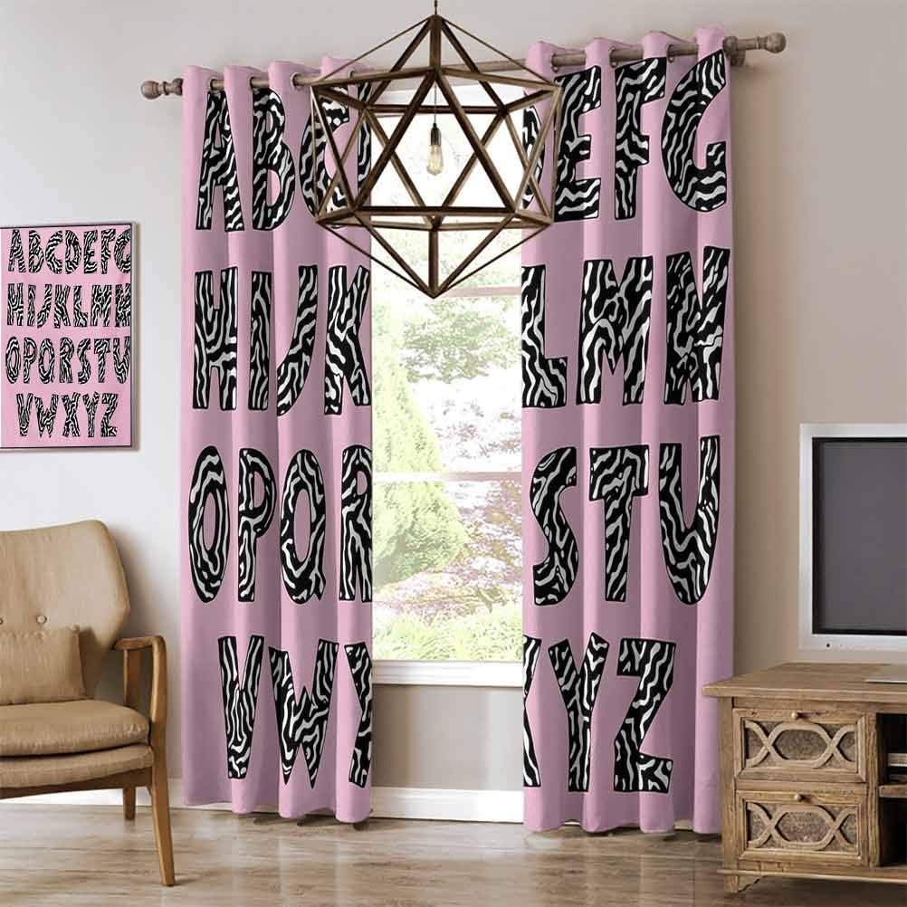 Zebra Door Window Curtain，Sun Block Curtains Funky Letters Written in Zebra Skin