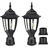 FUDESY Outdoor Post Lights, Electric Exterior Lamp Post Light Fixture with Pier Mount Base, LED Bulb Included, Anti Corrosion