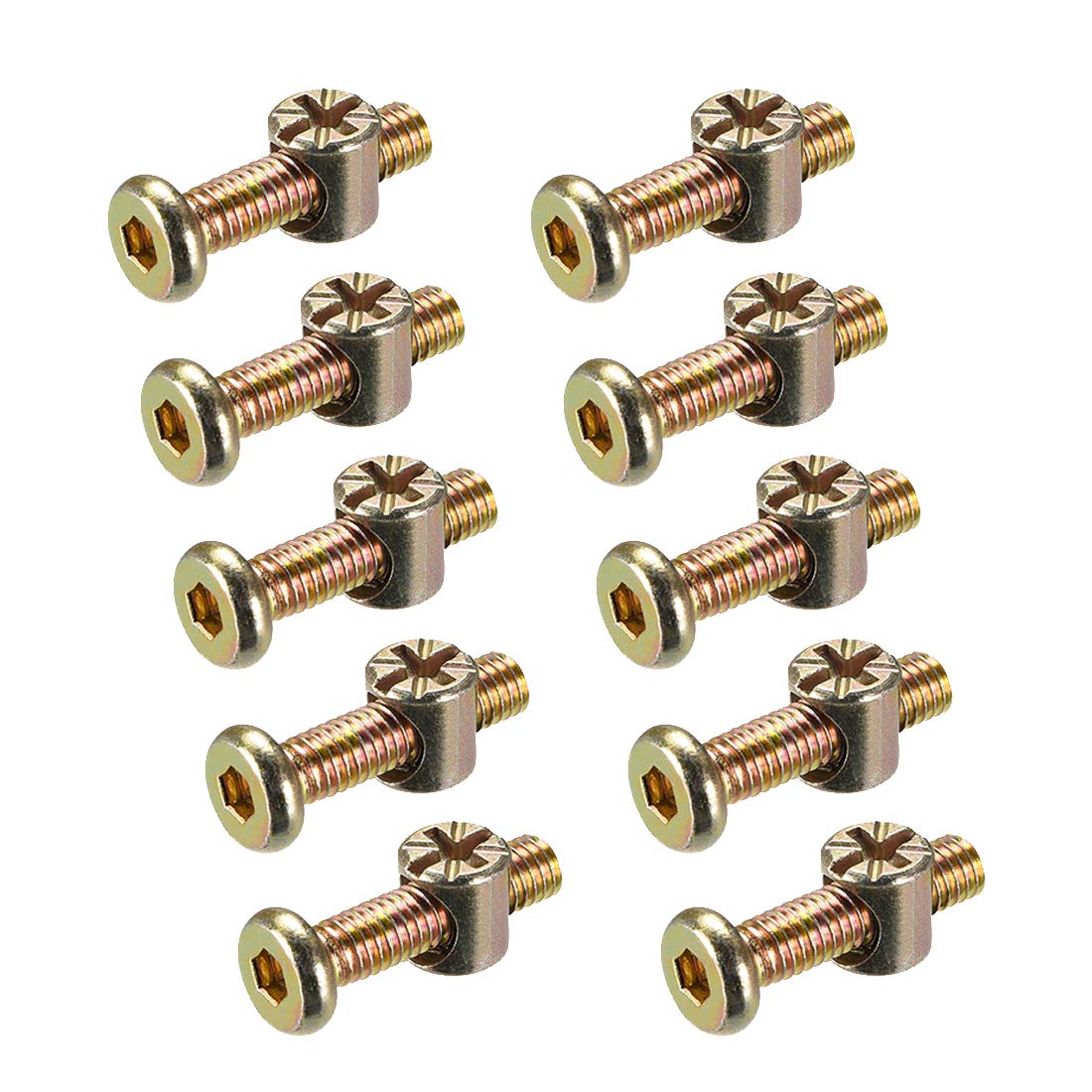 sourcing map M6 x 25mm Furniture Bolts Nut Set Hex Socket Screw with Barrel Nuts Phillips-Slotted Zinc Plated 10 Sets