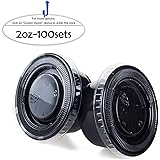 GOLDEN APPLE, 2-Ounce Plastic Portion Cups with Lids, Jello Shot Souffle Cups Sampling Cup (100 Sets) Black Cups with Clear Lids