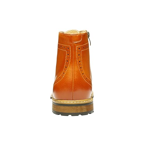 Bruno Marc Men's Dress Ankle Motorcycle Boots,Size 13,Brown,BERGEN