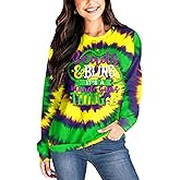 Deerose Women Valentines Sweatshirts Mardi Gras Long Sleeve Print Shirts
