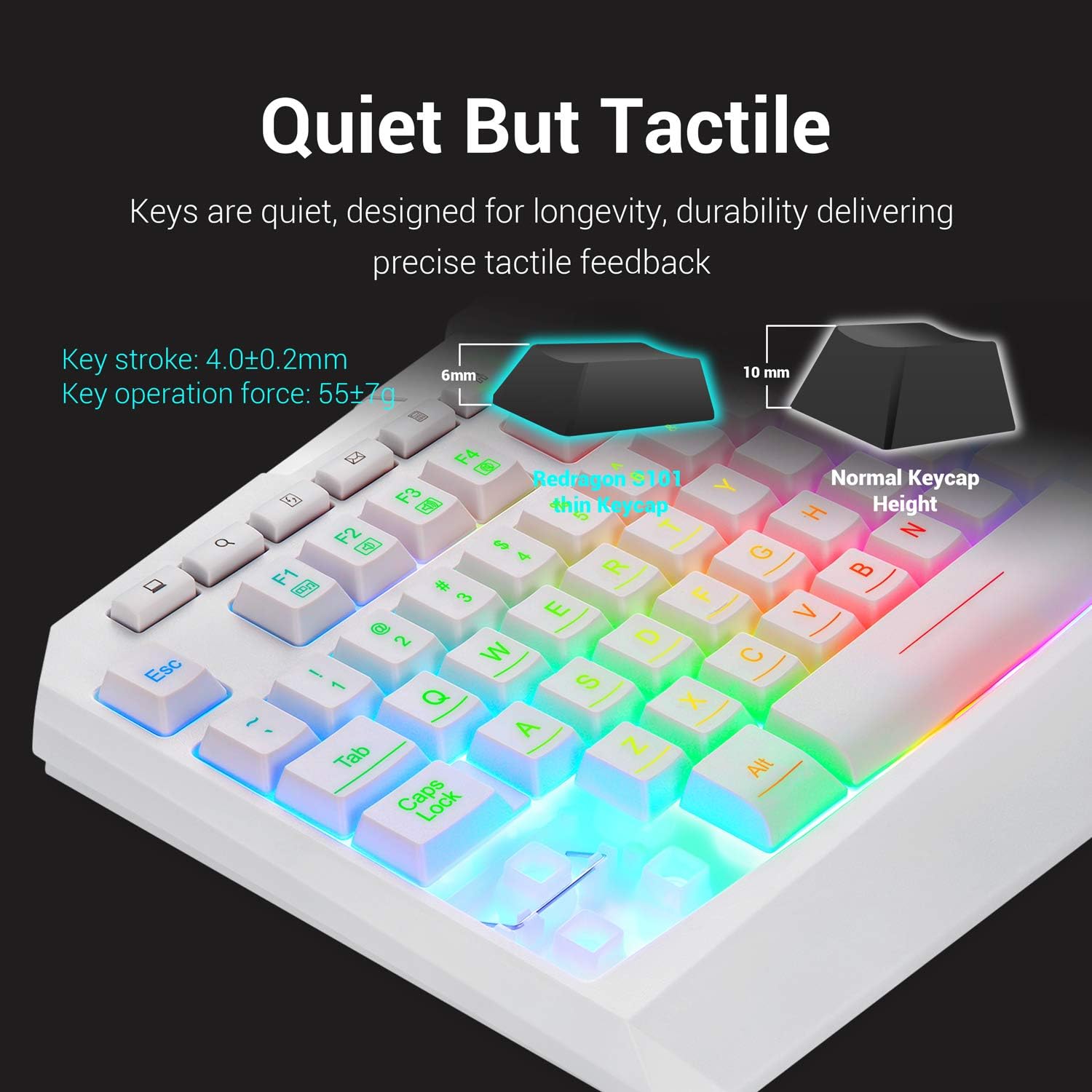 Redragon S101 Wired Gaming Keyboard and Mouse Combo RGB Backlit Gaming Keyboard with Multimedia Keys Wrist Rest and Red Backlit Gaming Mouse 3200 DPI for Windows PC Gamers (White): Computers & Accessories