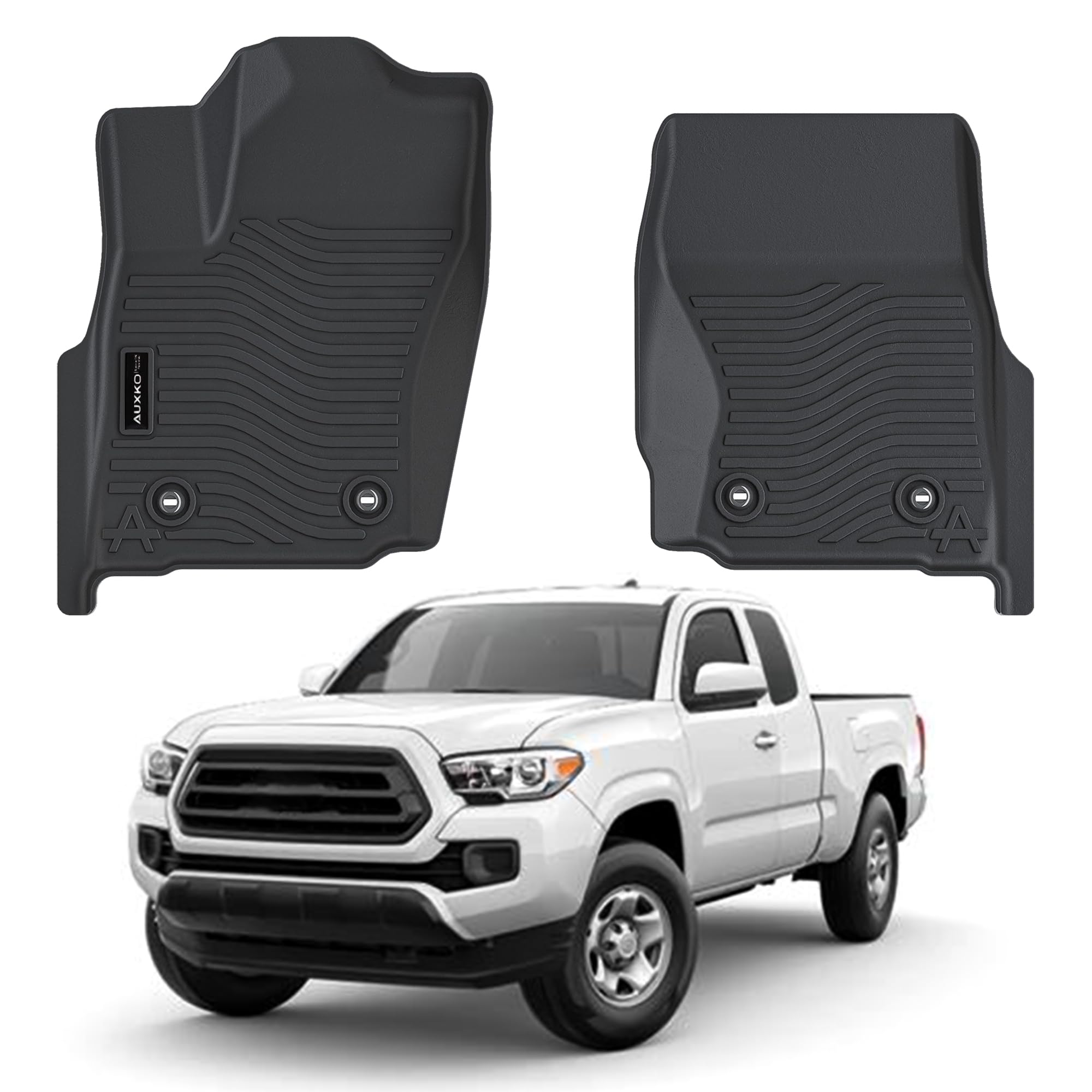 Photo 1 of Auxko All Weather Floor Mats Fit for Toyota Tacoma 2024 2025 Double & Access Cab XtraCab Front Row (Only for Automatic include Hybrid and Gas) TPE Trunk Liner Tacoma Accessory Odorless Anti-Slip Black