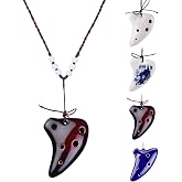 LMS 6 Hole Ceramic Mini Ocarina necklace small ocarina instrument (Coffee) | World's Smallest Playable Ocarina, Tiny Cute 6 Hole Pendant Ocarina Necklace, Soprano Small Ocarina Woodwinds Music Gift
