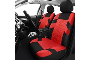 Pariitadin Car Seat Covers Front Pair, Washable and Breathable Seat Covers for Cars, Universal Fit Car Interior Covers for Most Sedan Truck SUV, Black/Red
