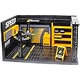 Gilumza Display Case DIY Simulation Scenario Die-cast Model with LED Light, Garage Scene Model for Motorcycle Toy Car Toys Collectibles Assemble (10x6x5inch) (No Acrylic)(No Glass)