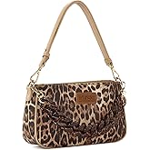 Wrangler Small Women's Shoulder Bag Retro Cheetah Clutch Purse with Acrylic Chain