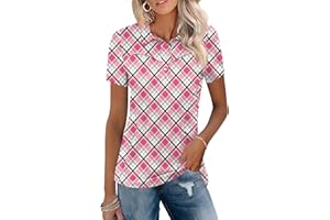 TFSDOD Womens Golf Polo Shirts Collared Short Sleeve T Shirt Lightweight Moisture Wicking Polo Casual 3 Buttons Outfits