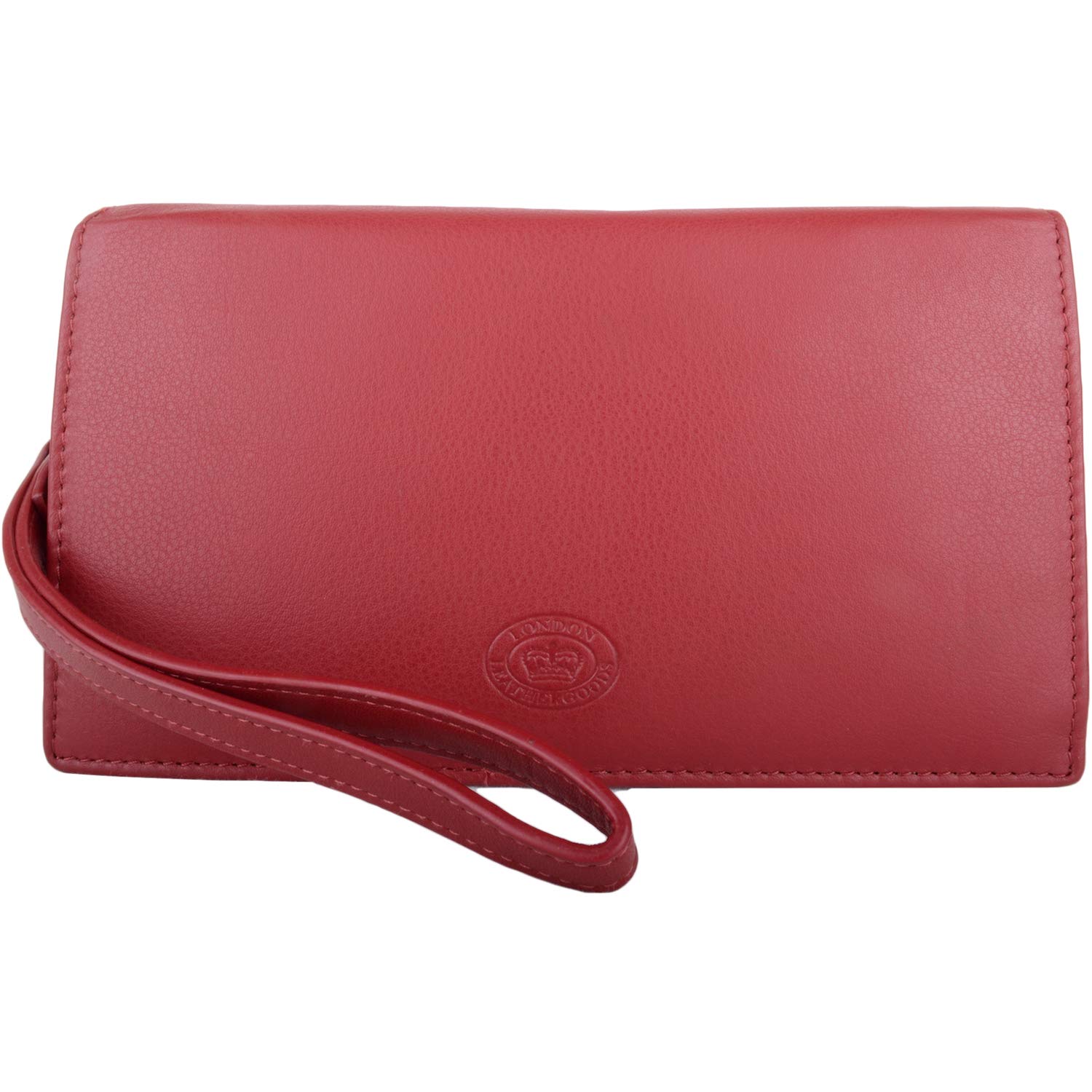 Womens Large Soft Leather RFID Money/Credit Card Clutch Purse/Pouch - Dark Red