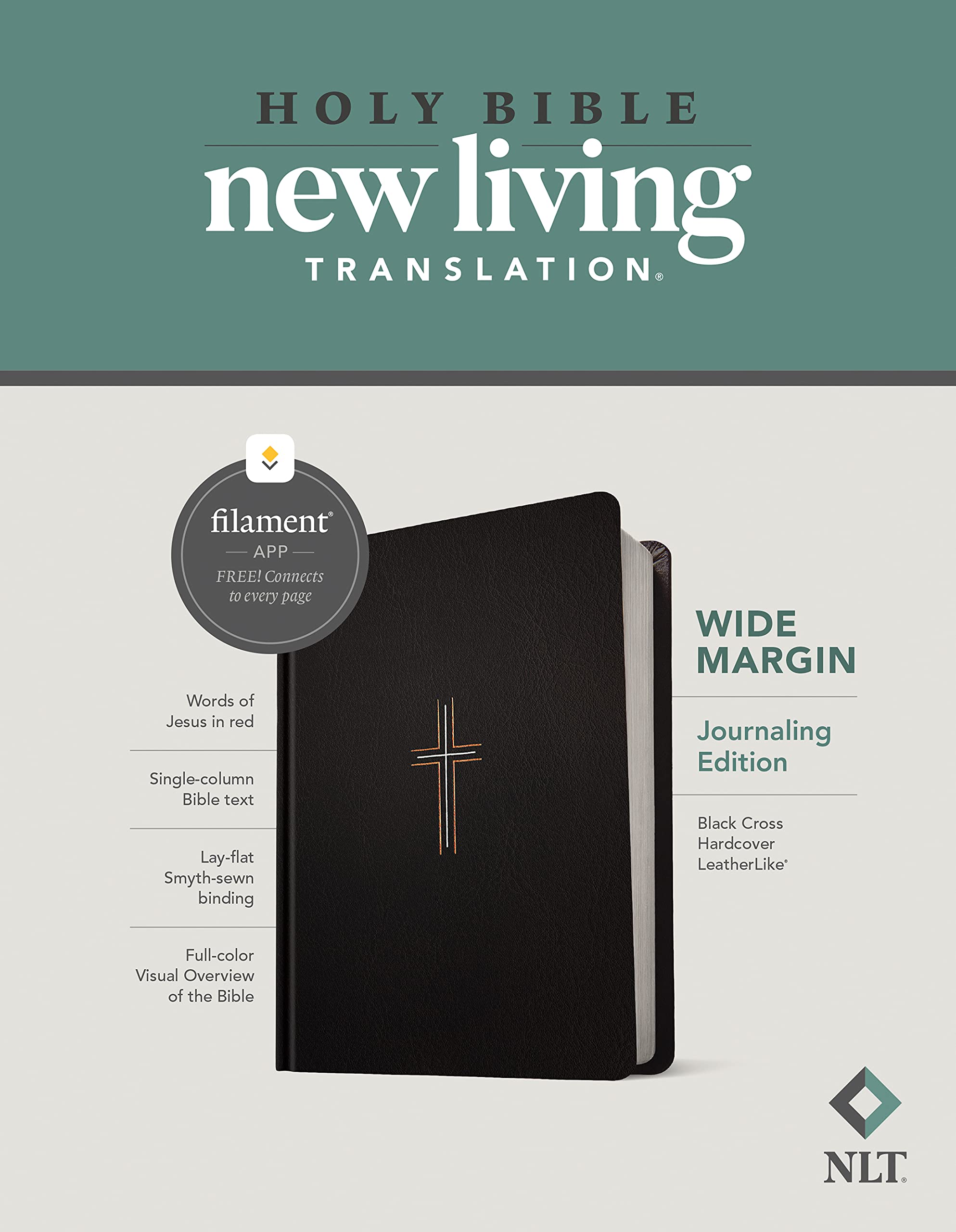 NLT Wide Margin Bible, Filament Enabled (Hardcover LeatherLike, Black Cross, Red Letter) NLT Wide Margin Bible, Filament Enabled (Hardcover LeatherLike, Black Cross, Red Letter) Imitation Leather