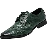 ODN Men's Alligator Crocodile Print Oxfords Fashion Lace Up Dress Shoes