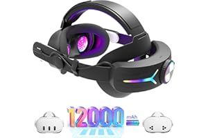 MLEMONVR Head Strap for Meta Quest 3/3s Accessories Upgraded RGB Lighted with Battery 12000mAh, Quick Charge for Extended Playtime, to Reduce Facial Stress, Adjustable Elite Strap, (Black-1)