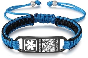 Theluckytag Medical Bracelets for Sport Men Women with QR Code Medical Alert ID Bracelets - Nylon Waterproof Wristband Fits Wrists Up to 7 inches - More Space Custom Emergency Med ID Alert Info