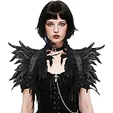 THARAHT Feather Shawl for Women Shrug Collar Angel Demon Accessories Cape Halloween Carnival Party