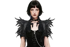 THARAHT Feather Shawl for Women Shrug Collar Angel Demon Accessories Cape Halloween Carnival Party