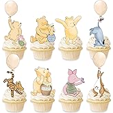 48pcs Winnie Cupcake Toppers for Birthday Decorations Classic Winnie Cupcake Cake Decorations for Baby Shower Decorations