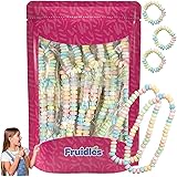 Stretchable Bracelet & Necklace Candy, Multicolor Fruit-Flavored Candy for Kids, and Party Favors, Individually Wrapped (12-P