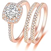 CEJUG Cubic Zirconia Wedding Rings for Women Bridal Ring Set Engagement Bands Halo 2.0Ct Cz Size 4-12
