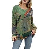 YESNO Women Christmas Sweater Graphic Printed Oversized Pullover Sweaters Casual Loose Knit Tops S01