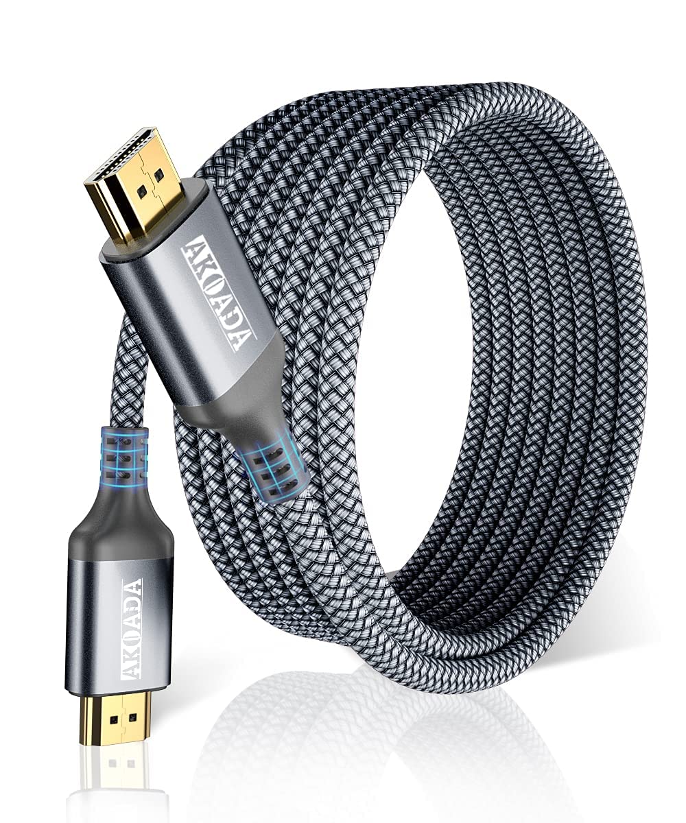 AkoaDa 4K Long HDMI Cable, 18Gbps High Speed HDMI 2.0 Braided Cable, 4K-60Hz HDR, Ultra HD, 2K, 1080P, ARC Compatible with TV, PC, PS5/4/3, Projector, Monitor ect (Grey, 9M)