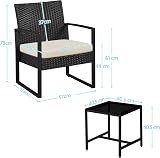 Yaheetech 3-Piece Rattan Garden Furniture Set 2 Chairs Table Black Beige view 9